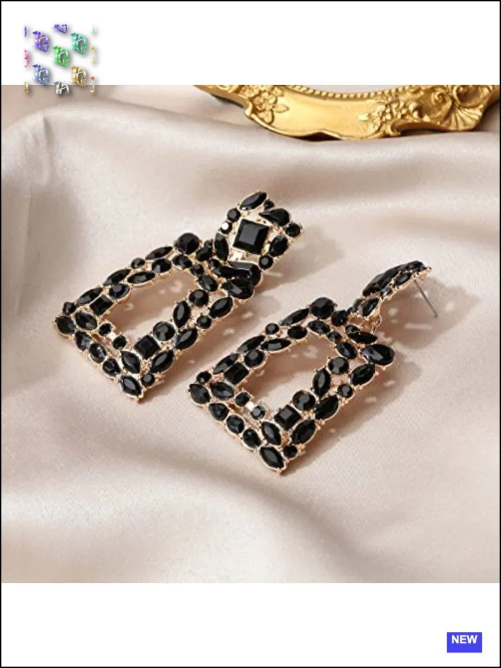 Rhinestone Rectangle Dangle Statement Earrings Crystal Geometric Drop